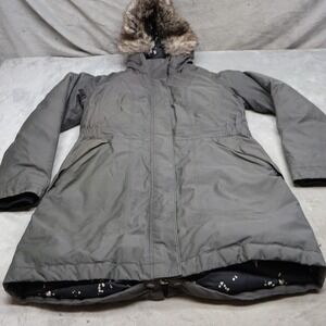North Face Down Jacket Women Large Gray Arctic Parka Hooded Insulated Waterproof